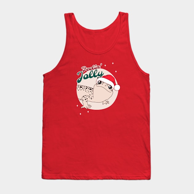 Mack Super Snow Leopard Gecko, Christmas Edition! Feelin Jolly! Green BG Tank Top by anacecilia